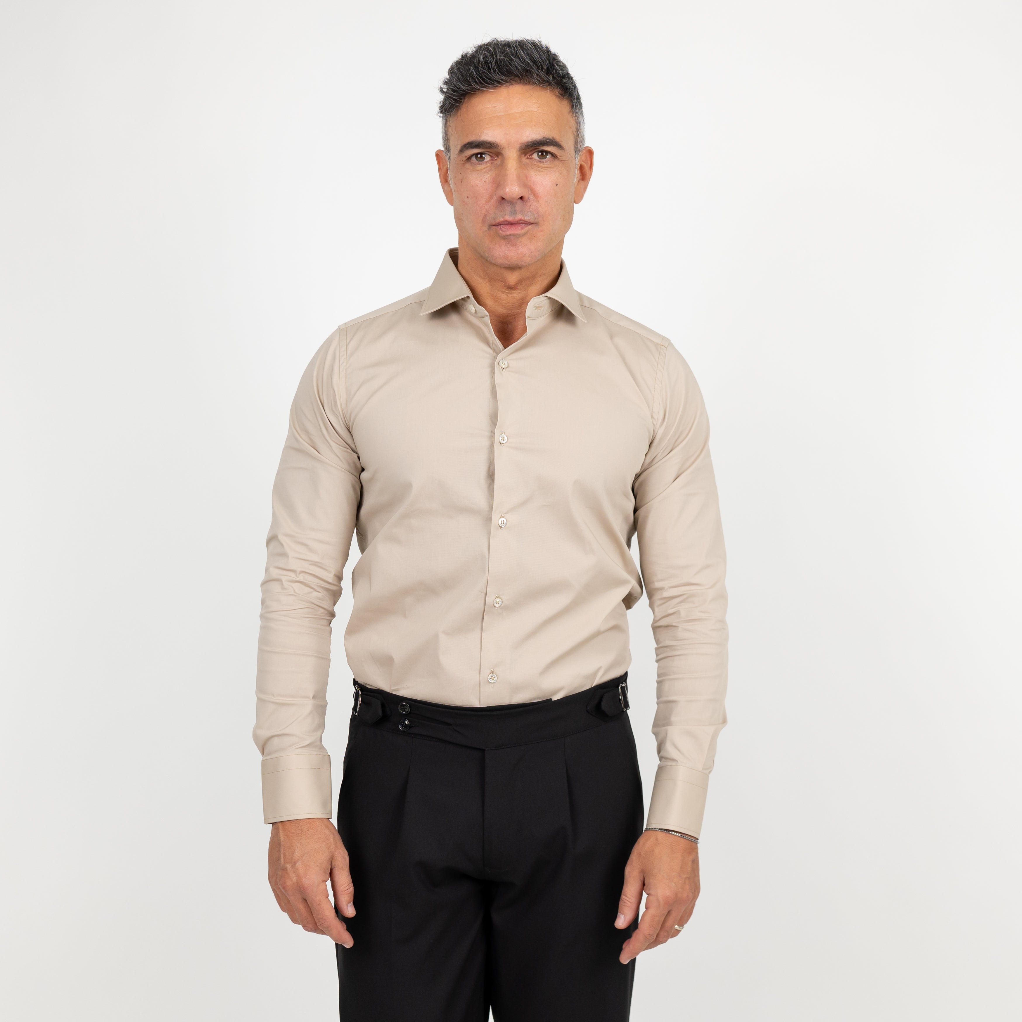 Camicia sartoriale tinta unita - Beige