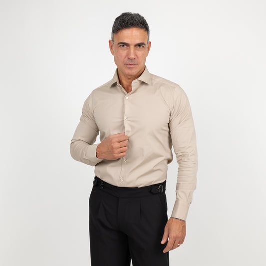 Camicia sartoriale tinta unita - Beige