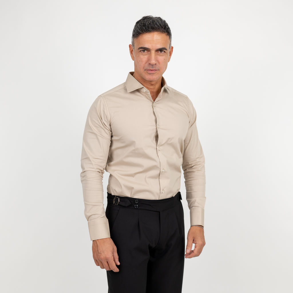 Camicia sartoriale tinta unita - Beige