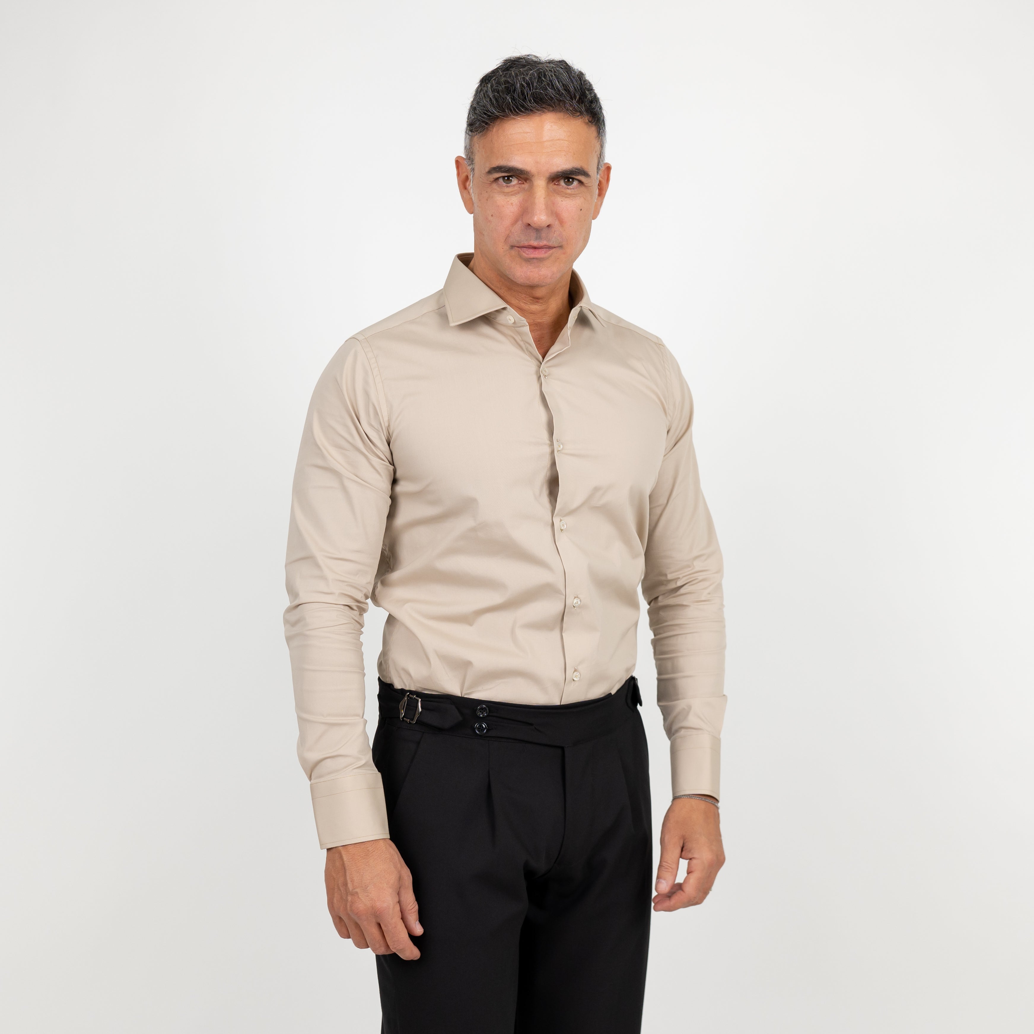 Camicia sartoriale tinta unita - Beige