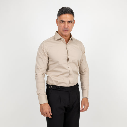 Camicia sartoriale tinta unita - Beige