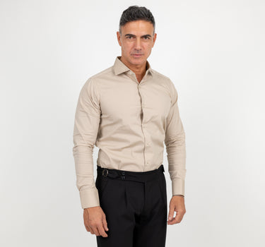Solid color tailored shirt - Beige