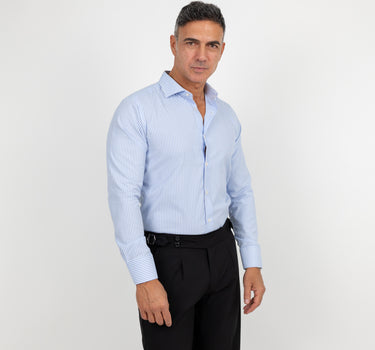 Slim fit shirt with narrow stripes - Light blue