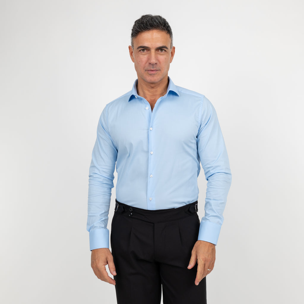 Camicia sartoriale tinta unita - Celeste