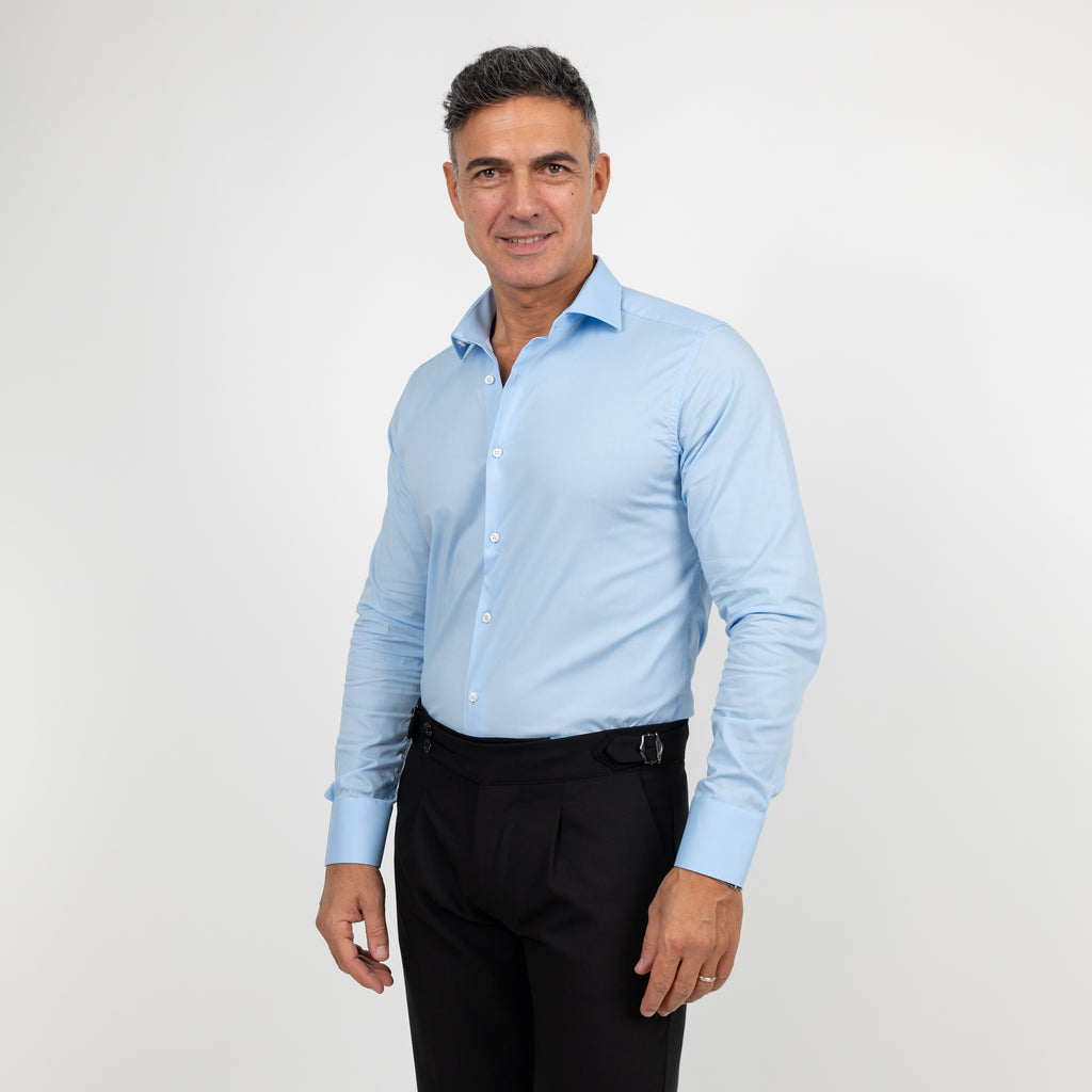 Camicia sartoriale tinta unita - Celeste