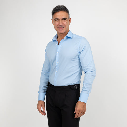 Camicia sartoriale tinta unita - Celeste