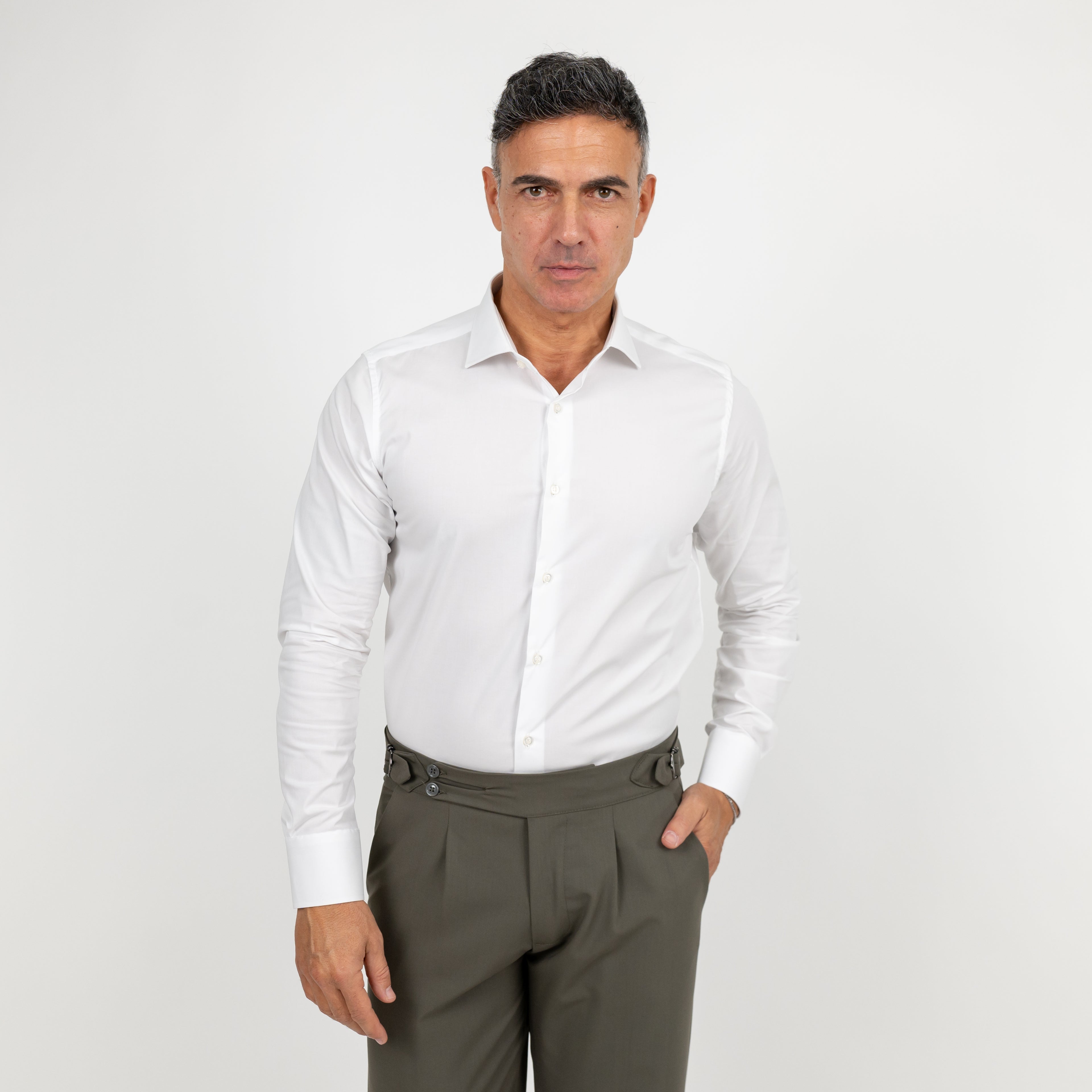 Camicia sartoriale tinta unita - Bianco
