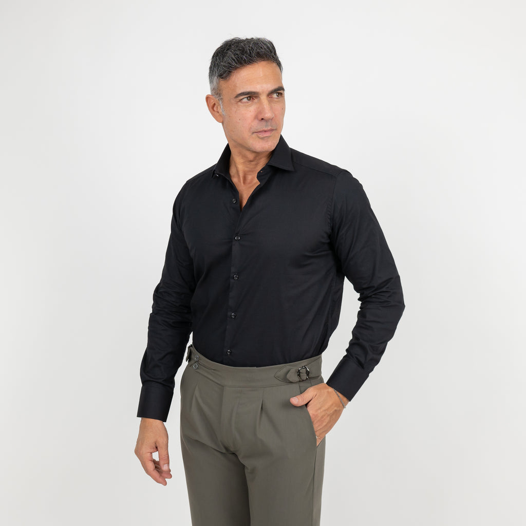 Camicia regular fit tinta unita - Nero
