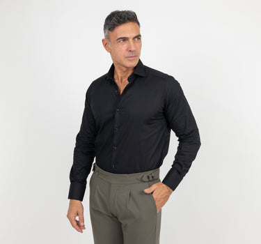 Solid color tailored shirt - Black