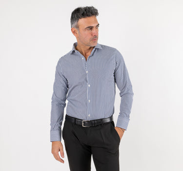 Camicia slim fit a righe strette - Blu