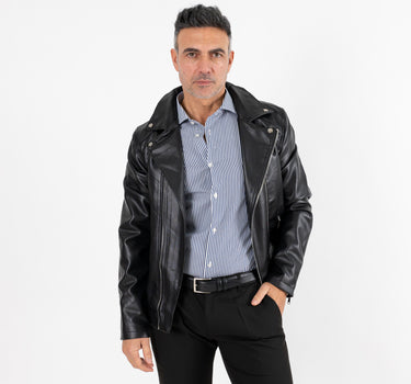 Leather-effect jacket with zip - Black