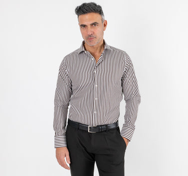 Shirt with Wide Line - Brown