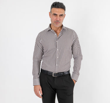 Camisa con Línea Ancha - Marrón