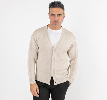 Yarn cardigan with buttons - Beige