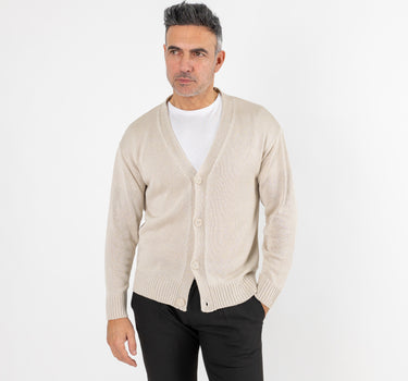 Yarn cardigan with buttons - Beige