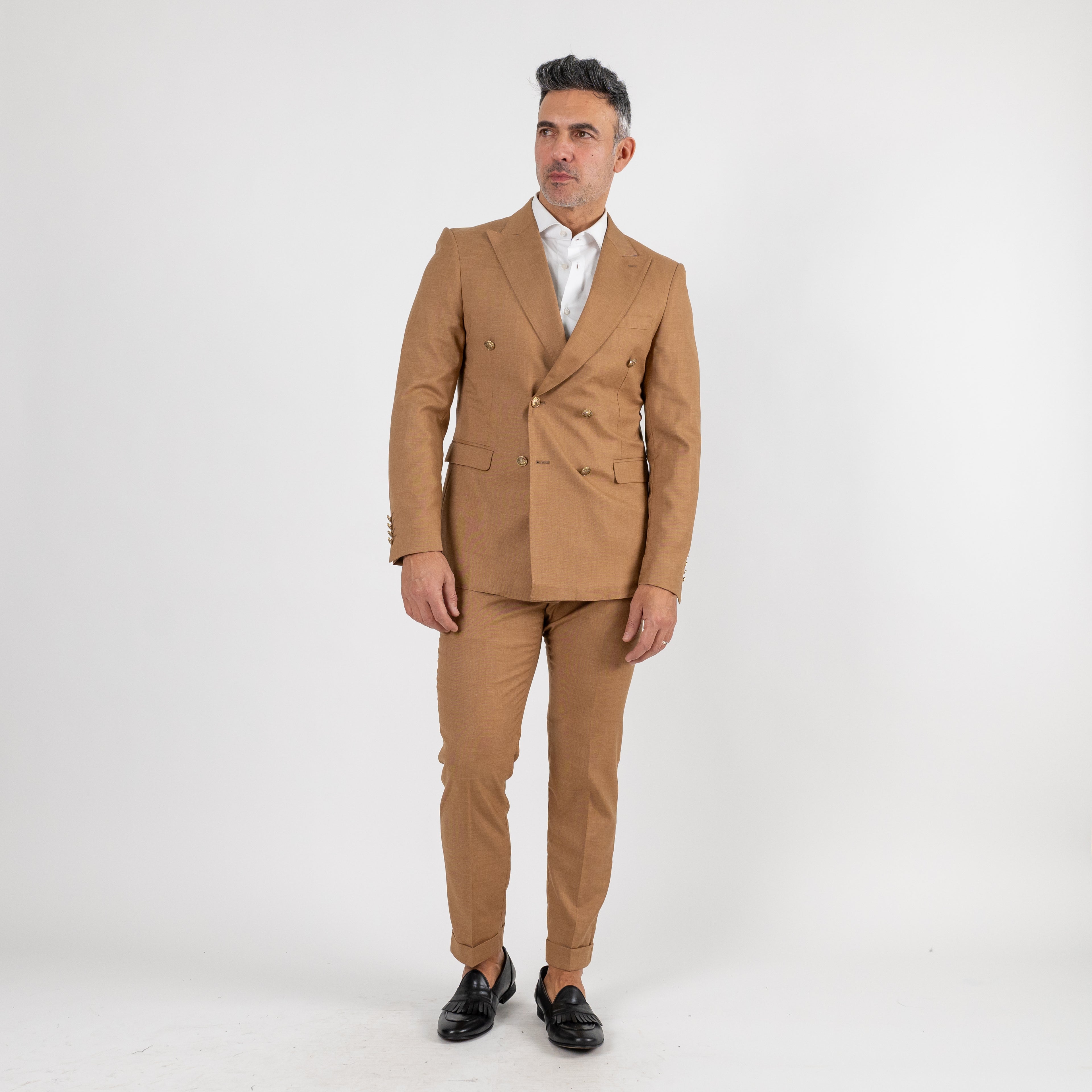 Abito doppio petto bottoni oro - Biscotto