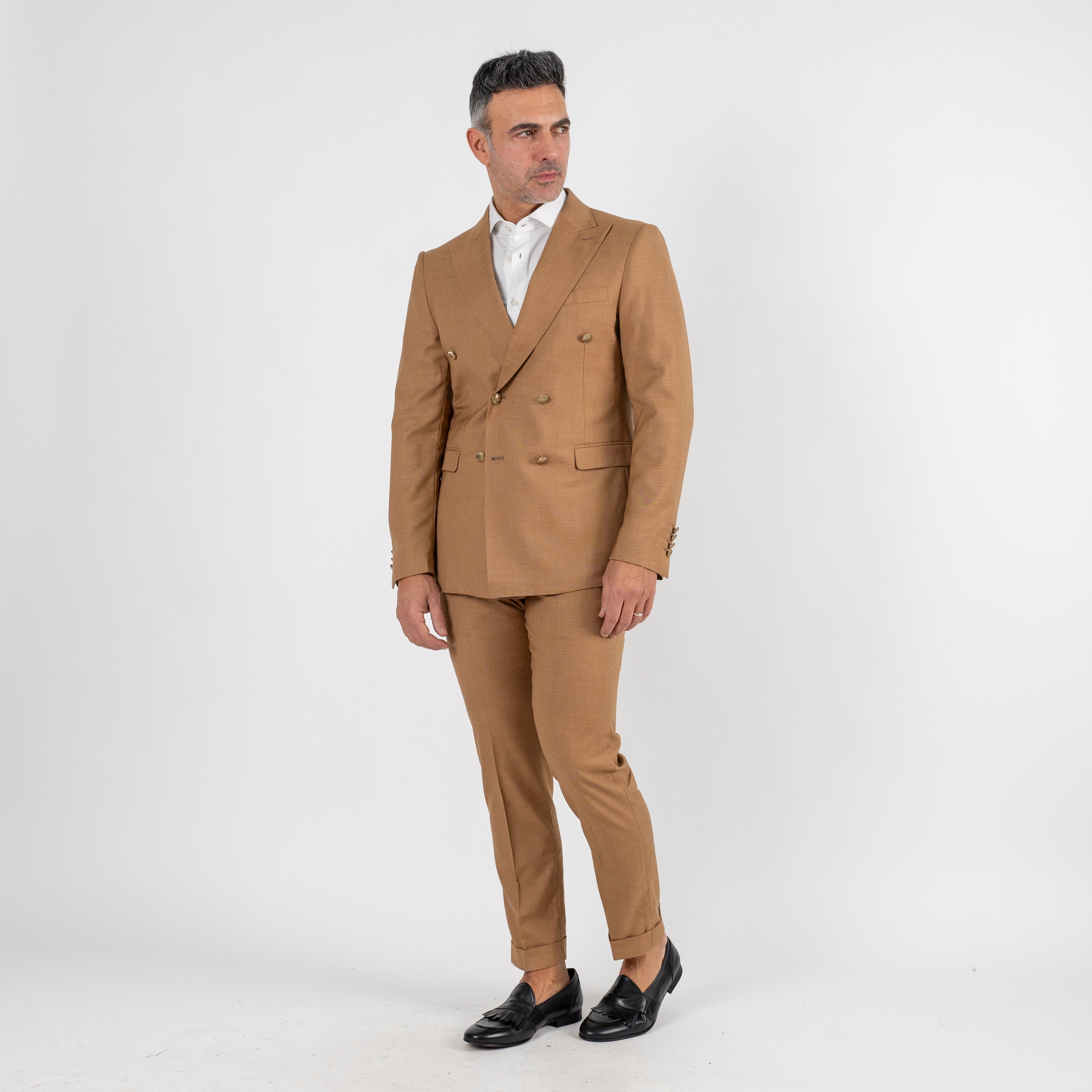 Abito doppio petto bottoni oro - Biscotto