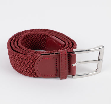 Narrow Braid Belt - Red