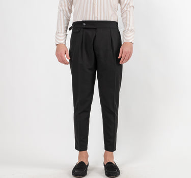 Trousers with Side Buckle - Black 