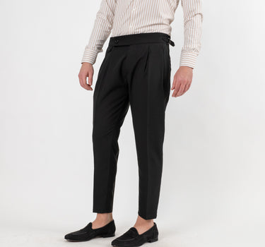 Trousers with Side Buckle - Black 