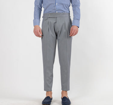 Trousers with Side Buckle - Grey 