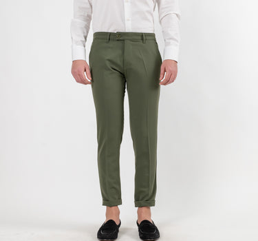 Classic Trousers with Pleats - Military Green 