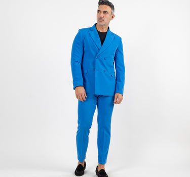 Slim fit double breasted suit - Royal blue