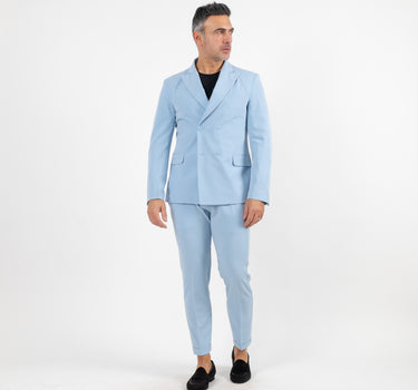 Double-breasted slim fit suit - Sky