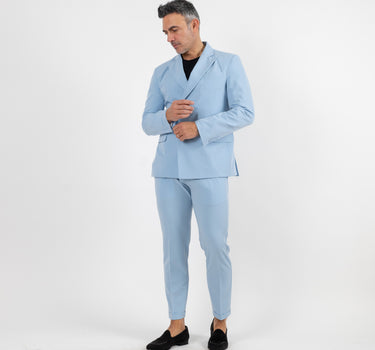 Double-breasted slim fit suit - Sky