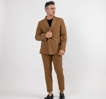 Slim fit double breasted suit - Camel