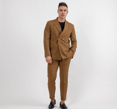 Slim fit double breasted suit - Camel