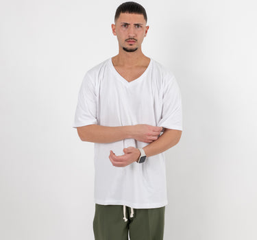 T-shirt con Scollo a V profondo - Bianco