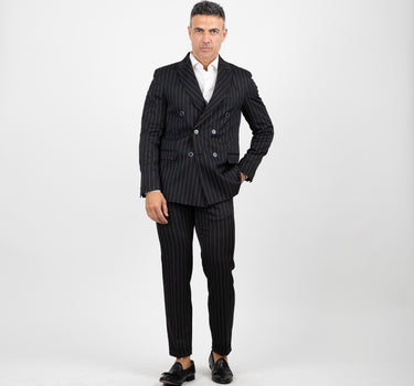 Double-breasted pinstriped suit - Blue 