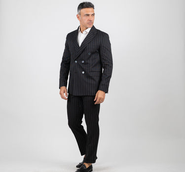 Double-breasted pinstriped suit - Blue 