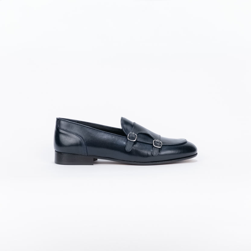 Mocassino Doppia Fibbia in Pelle - Blu