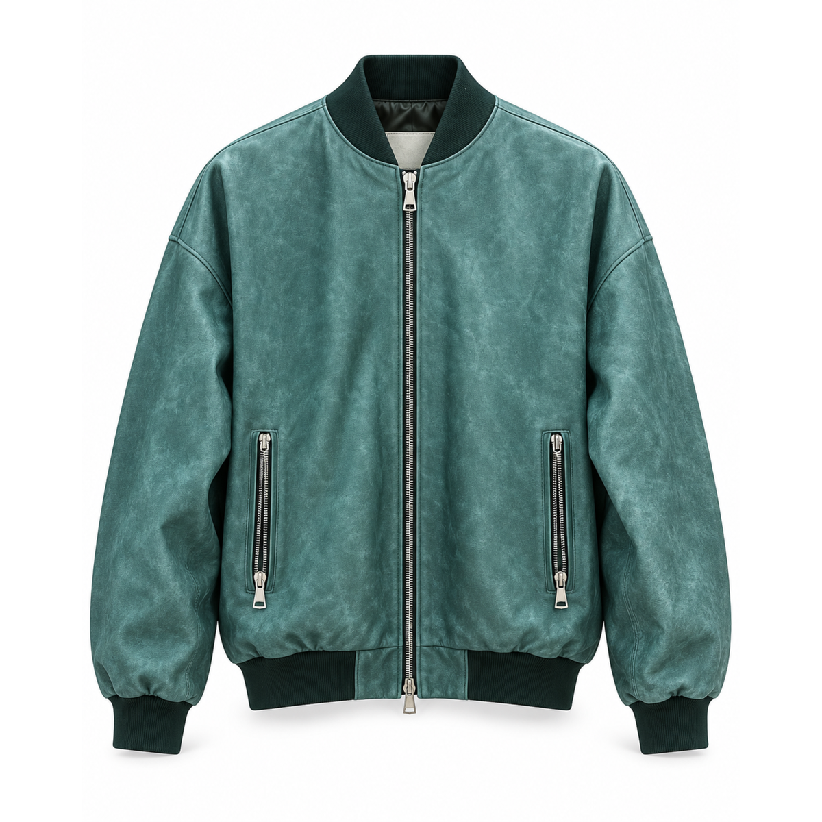 College Oversize in Pelle Washed - Verde