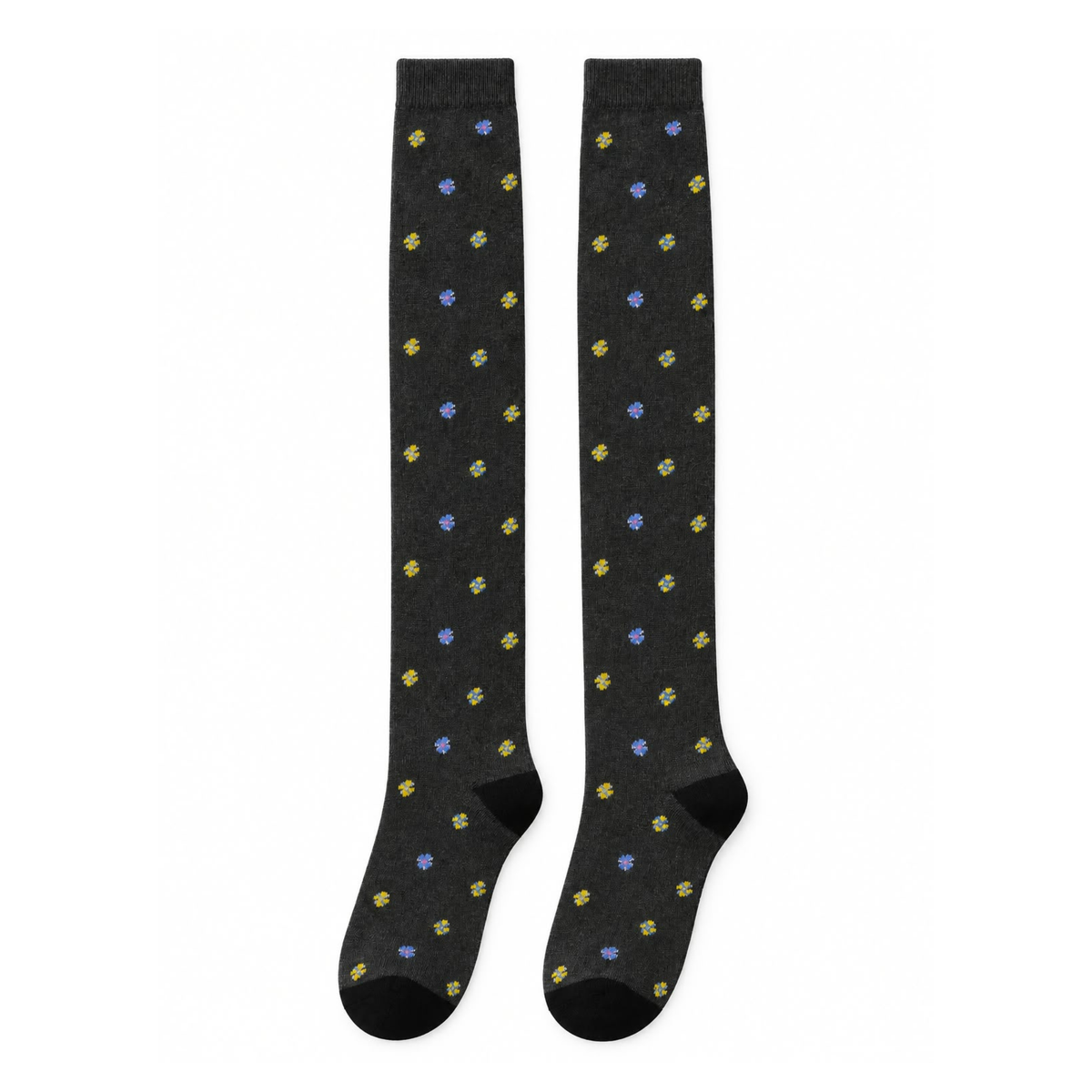 Chaussettes hautes en coton chaud - Bleu/Jaune