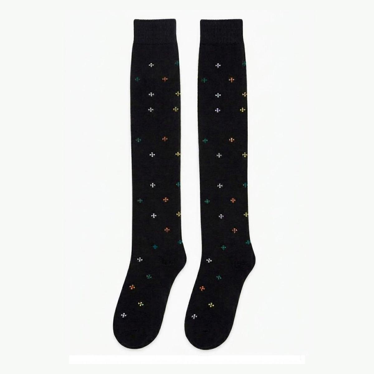 Long warm cotton socks - White/Yellow
