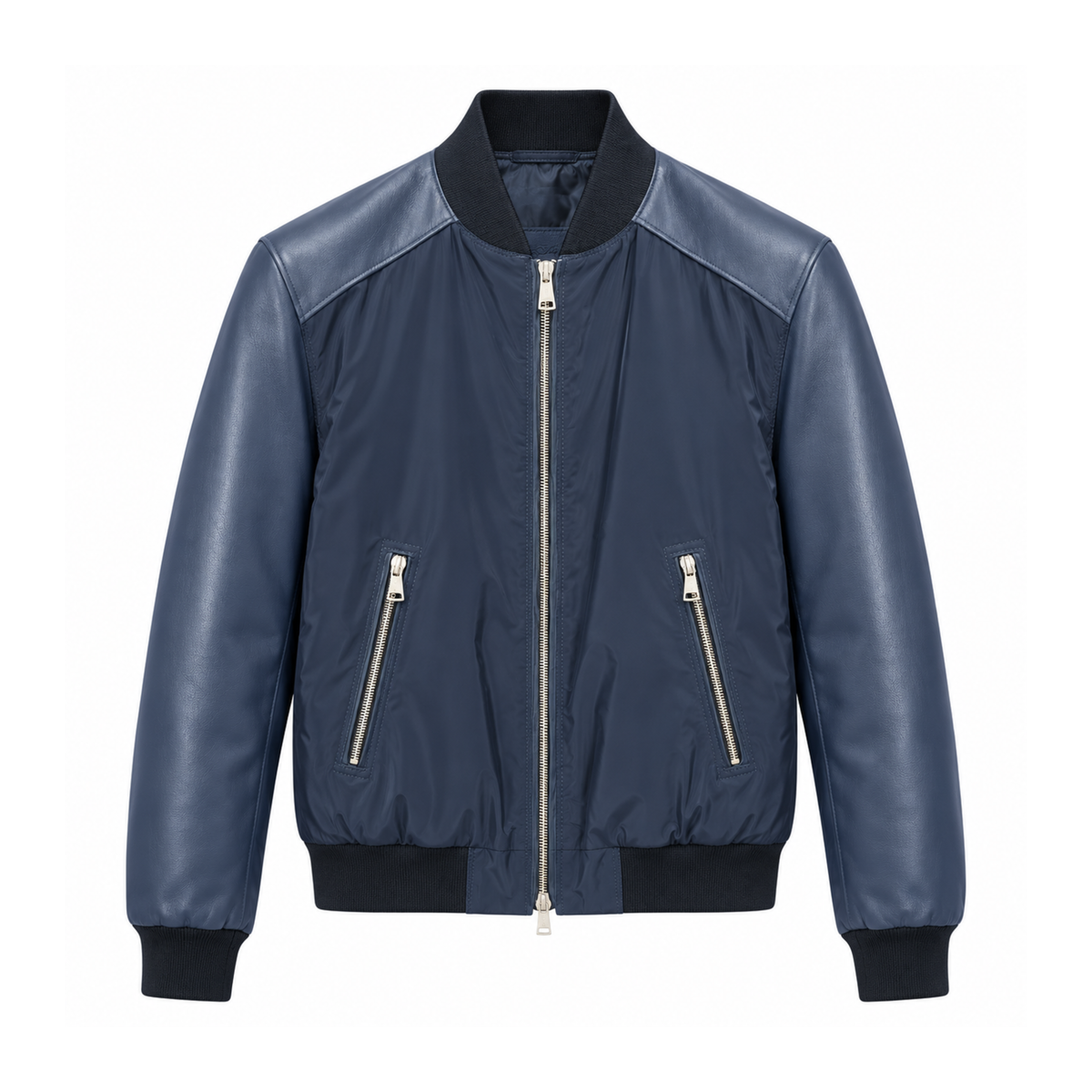 College in pelle con inserti in nylon - Blu