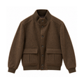 Bomber in misto Lana con Tasche Applicate - Moro