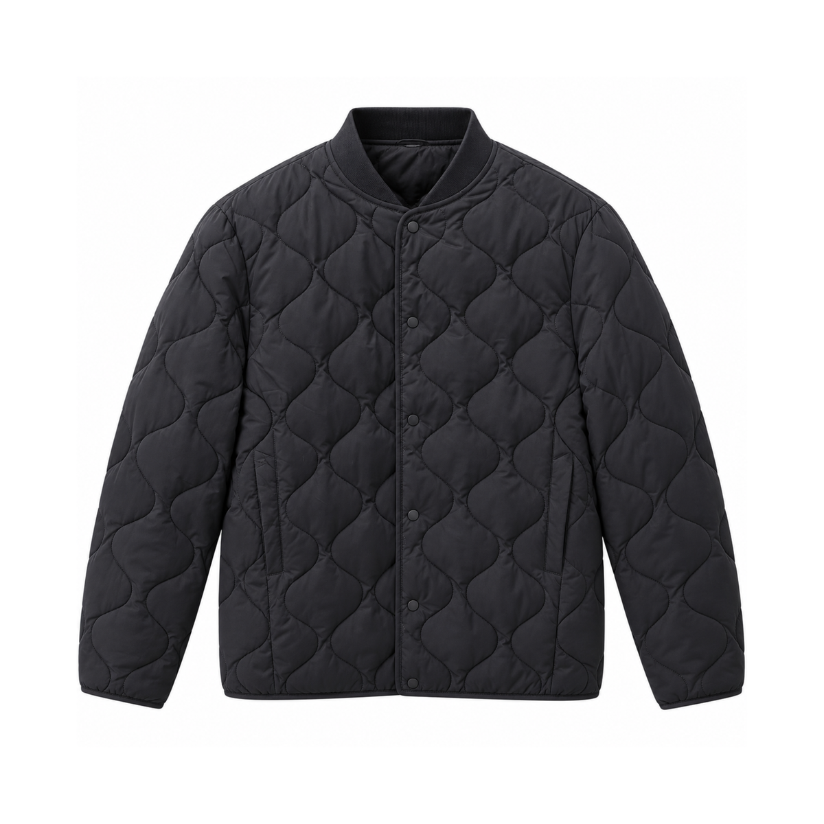 Giacca Bomber Trapuntata con Collo a Costina - Blu