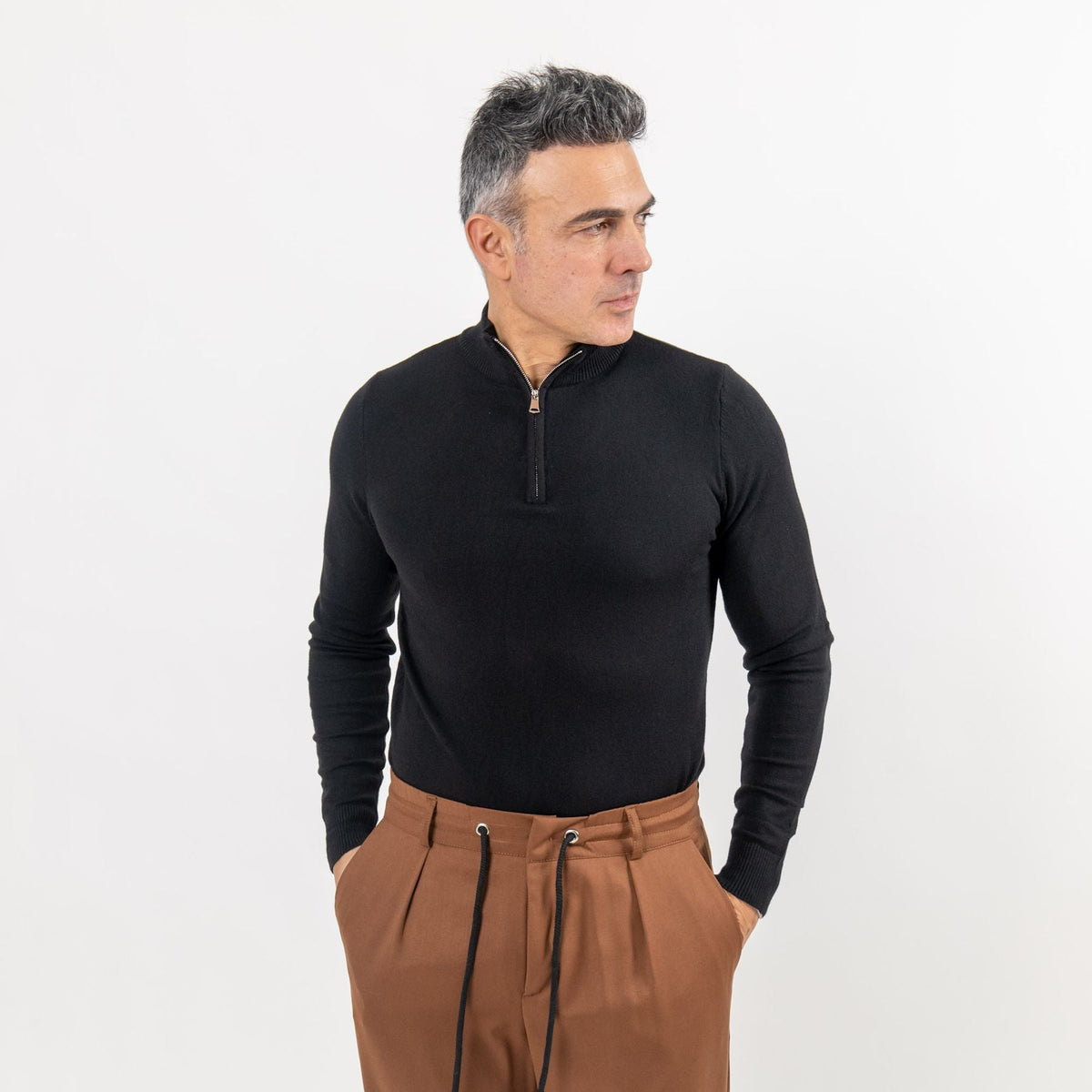 Dolcevita Mezzo Collo con Zip - Nero