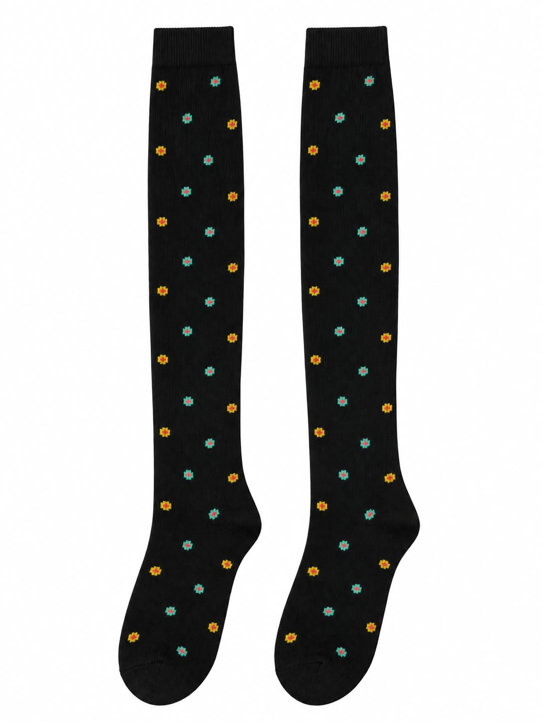 Chaussettes longues en coton chaud - Jaune/Vert