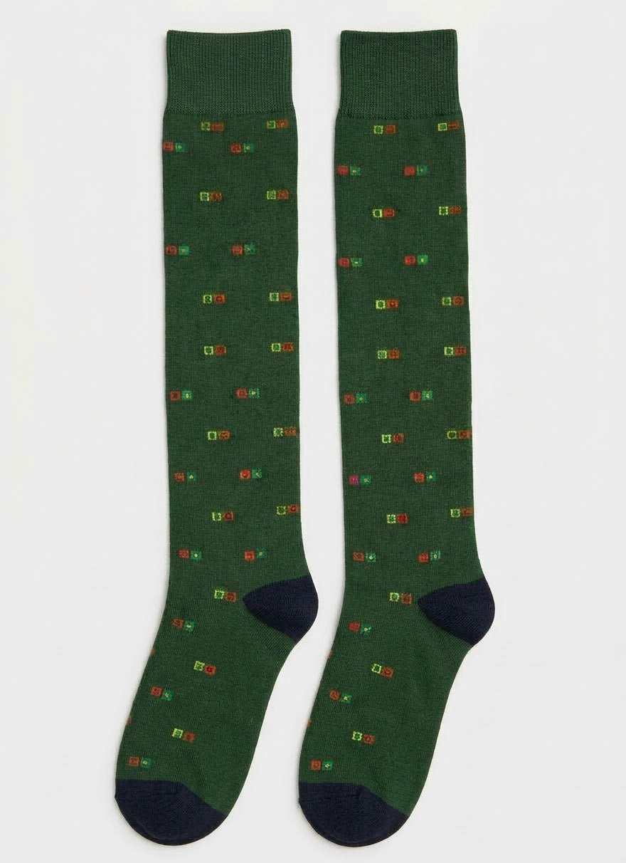 Chaussettes hautes en coton chaud - Vert/Jaune