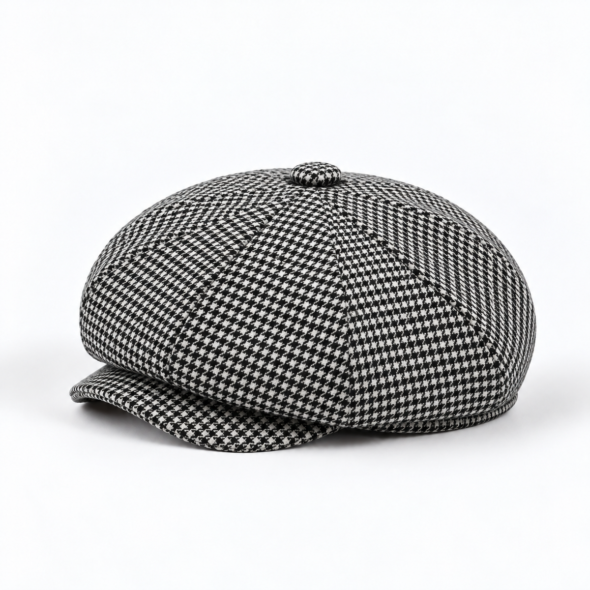 Casquette en laine pied-de-poule - Noir