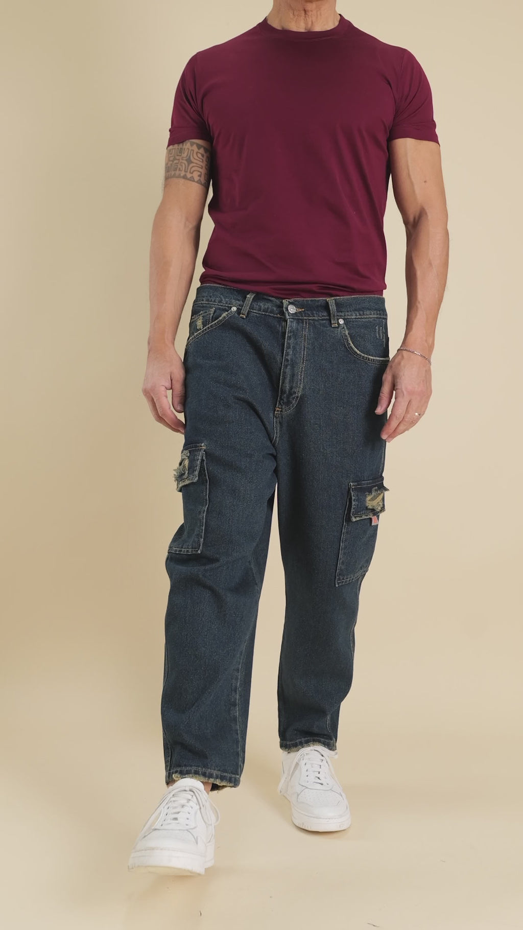 Jeans cargo ripped - Denim