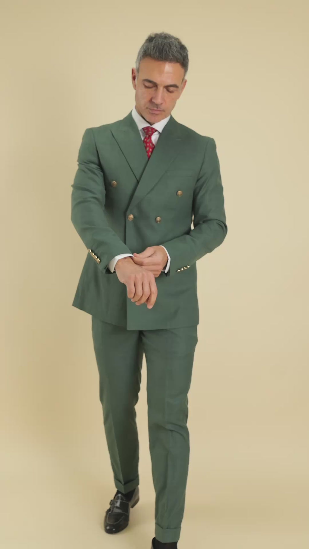 Abito doppio petto bottoni oro - Verde