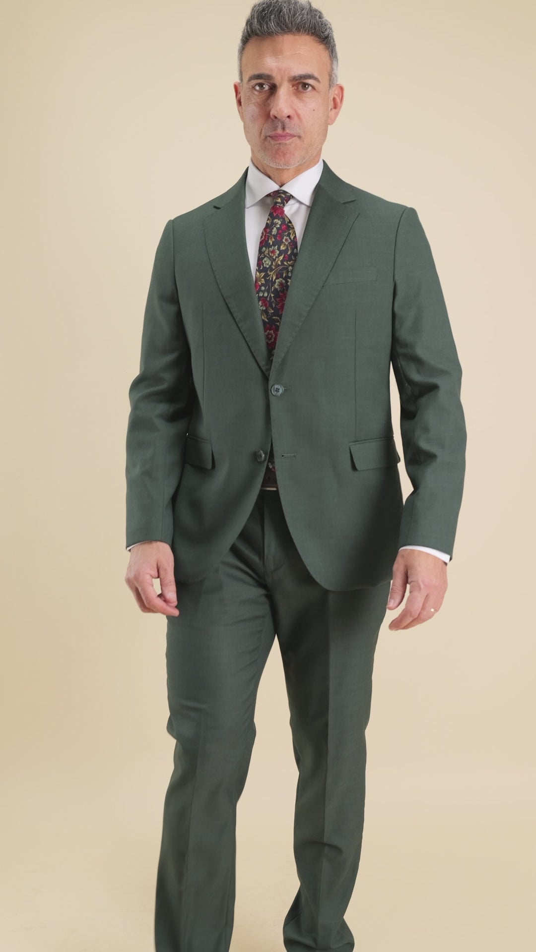 Abito monopetto twill impunturato - Verde Inglese