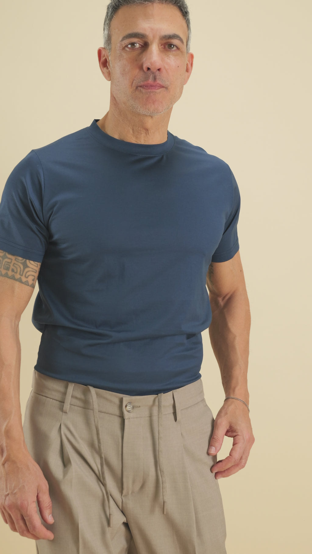 T-shirt in Filo di Scozia - Blu Navy