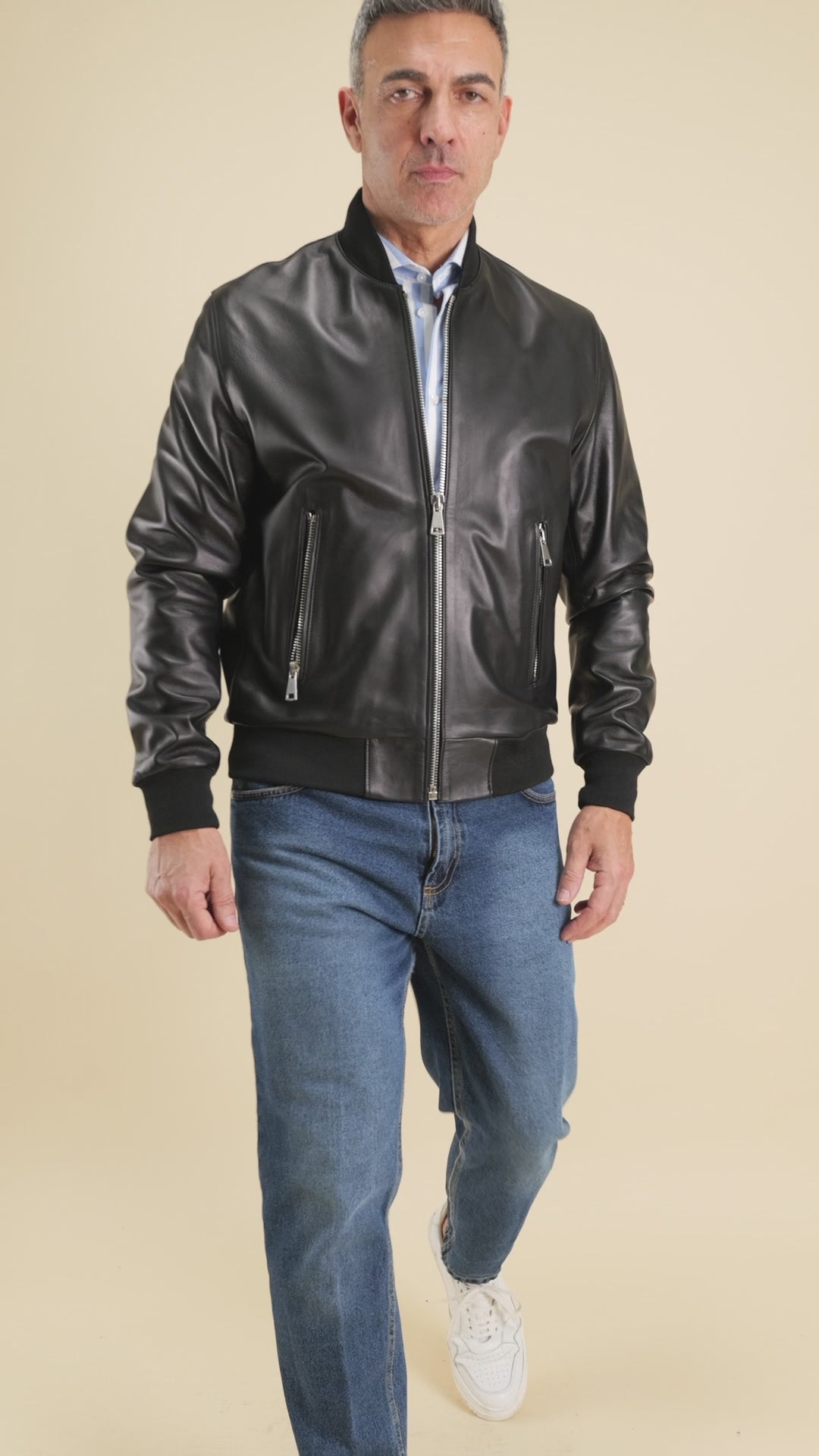 College in Vera Pelle - Nero